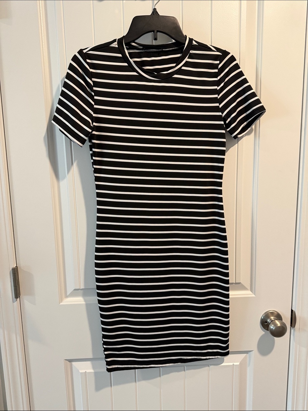 Black and White Striped Midi Dress